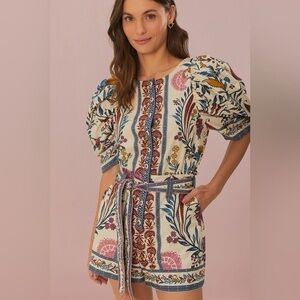 Farm Rio Romantic Lightness Romper Floral Printed Tropical Small FLAWED FLAWED